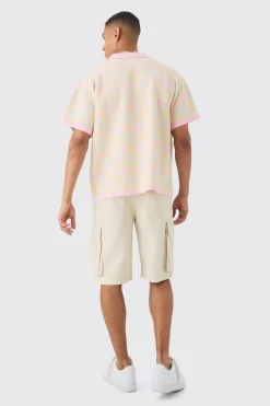 Oversized Boxy Crochet Knit Shirt | BoohooMAN UK