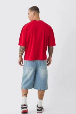 Oversized Boxy Cross Applique Distressed T-shirt | BoohooMAN UK