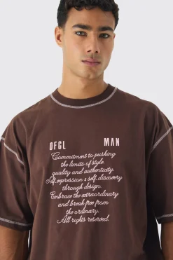 Oversized Boxy Cross Applique Contrast Stitch Heavyweight T-Shirt | BoohooMAN UK