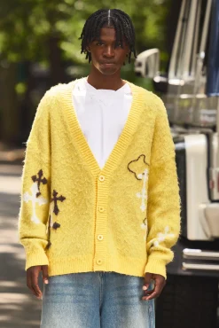 Oversized Boxy Cross Brushed Knitted Cardigan | BoohooMAN UK