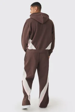 Oversized Boxy Cut & Sew Colour Block Zip Through Tracksuit | BoohooMAN UK