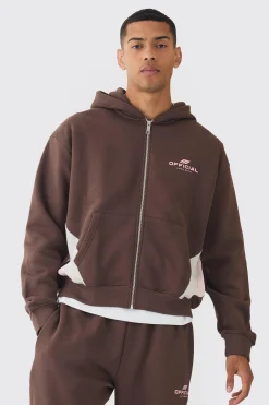 Oversized Boxy Cut & Sew Colour Block Zip Through Tracksuit | BoohooMAN UK