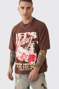 Oversized Boxy Dice Flame Graphic T-shirt | BoohooMAN UK
