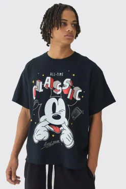 Oversized Boxy Disney Mickey Mouse License T-Shirt | BoohooMAN UK
