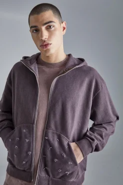 Oversized Boxy Distressed Washed Hoodie | BoohooMAN UK
