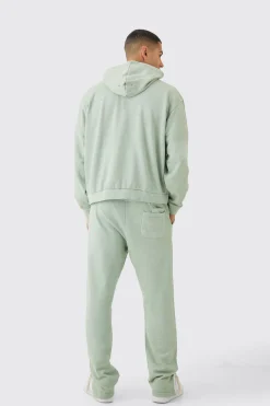 Oversized Boxy Distressed Washed Tracksuit | BoohooMAN UK