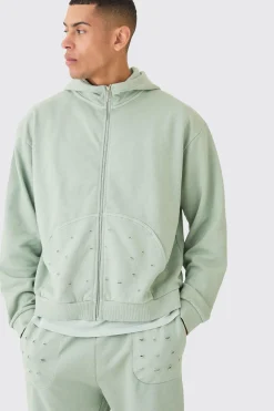 Oversized Boxy Distressed Washed Tracksuit | BoohooMAN UK