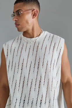 Oversized Boxy Drop Armhole Extreme Distressed Tank | BoohooMAN UK