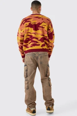 Oversized Boxy Drop Shoulder Abstract Jumper | BoohooMAN UK