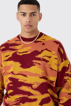 Oversized Boxy Drop Shoulder Abstract Jumper | BoohooMAN UK