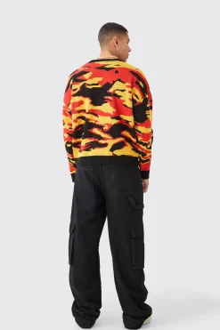 Oversized Boxy Drop Shoulder Abstract Jumper | BoohooMAN UK