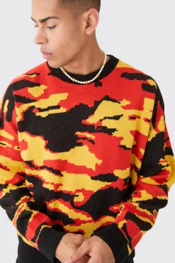 Oversized Boxy Drop Shoulder Abstract Jumper | BoohooMAN UK