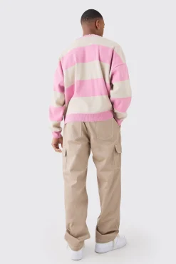 Oversized Boxy Drop Shoulder Moto Knit Jumper | BoohooMAN UK