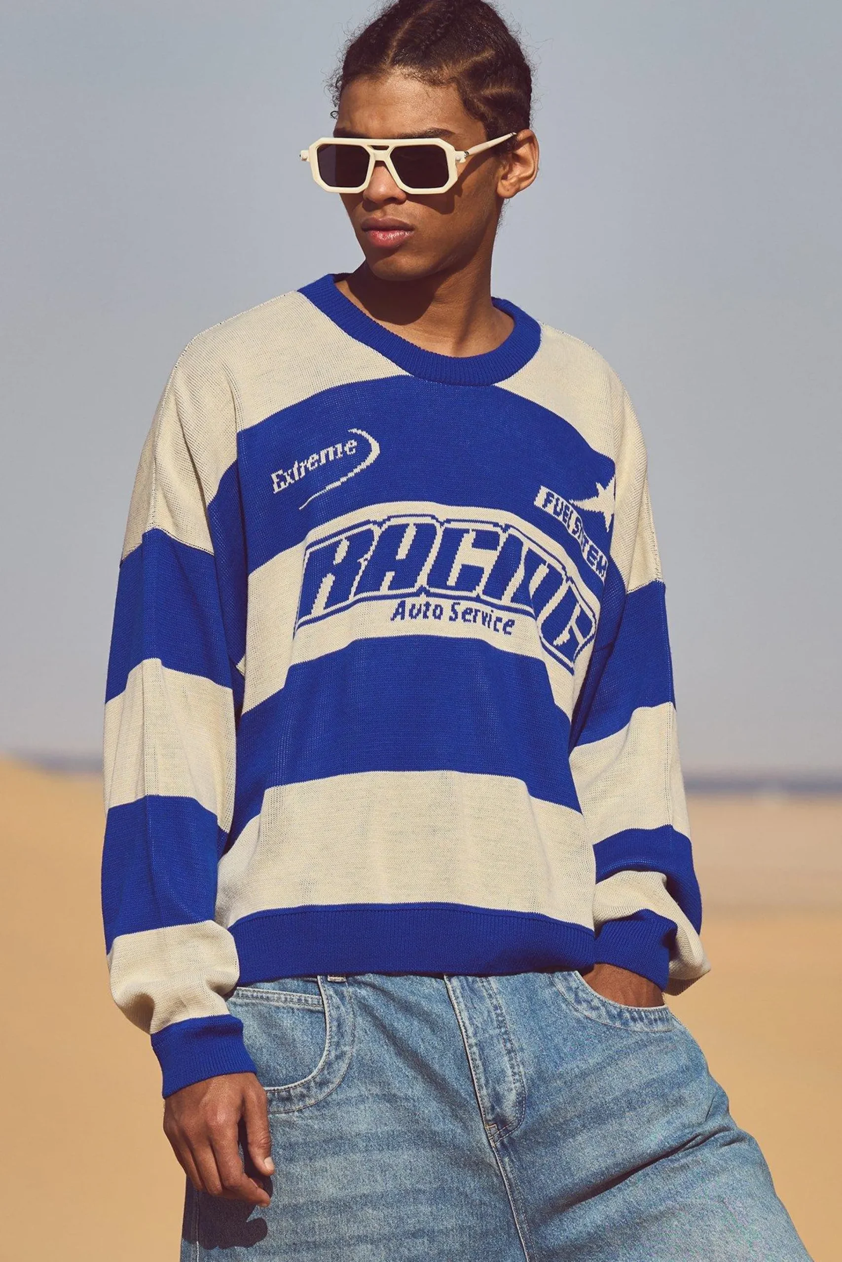 Oversized Boxy Drop Shoulder Moto Knit Jumper | BoohooMAN UK