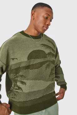 Oversized Boxy Drop Shoulder Graphic Jumper | BoohooMAN UK
