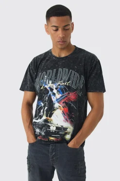 Oversized Boxy Eagle Car Graphic T-Shirt | BoohooMAN UK