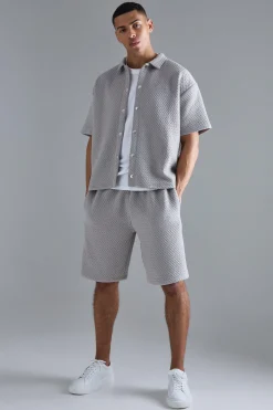 Oversized Boxy Embroidered Polo And Short Set | BoohooMAN UK