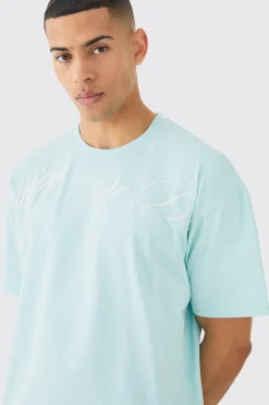 Oversized Boxy Embroidered T-shirt | BoohooMAN UK