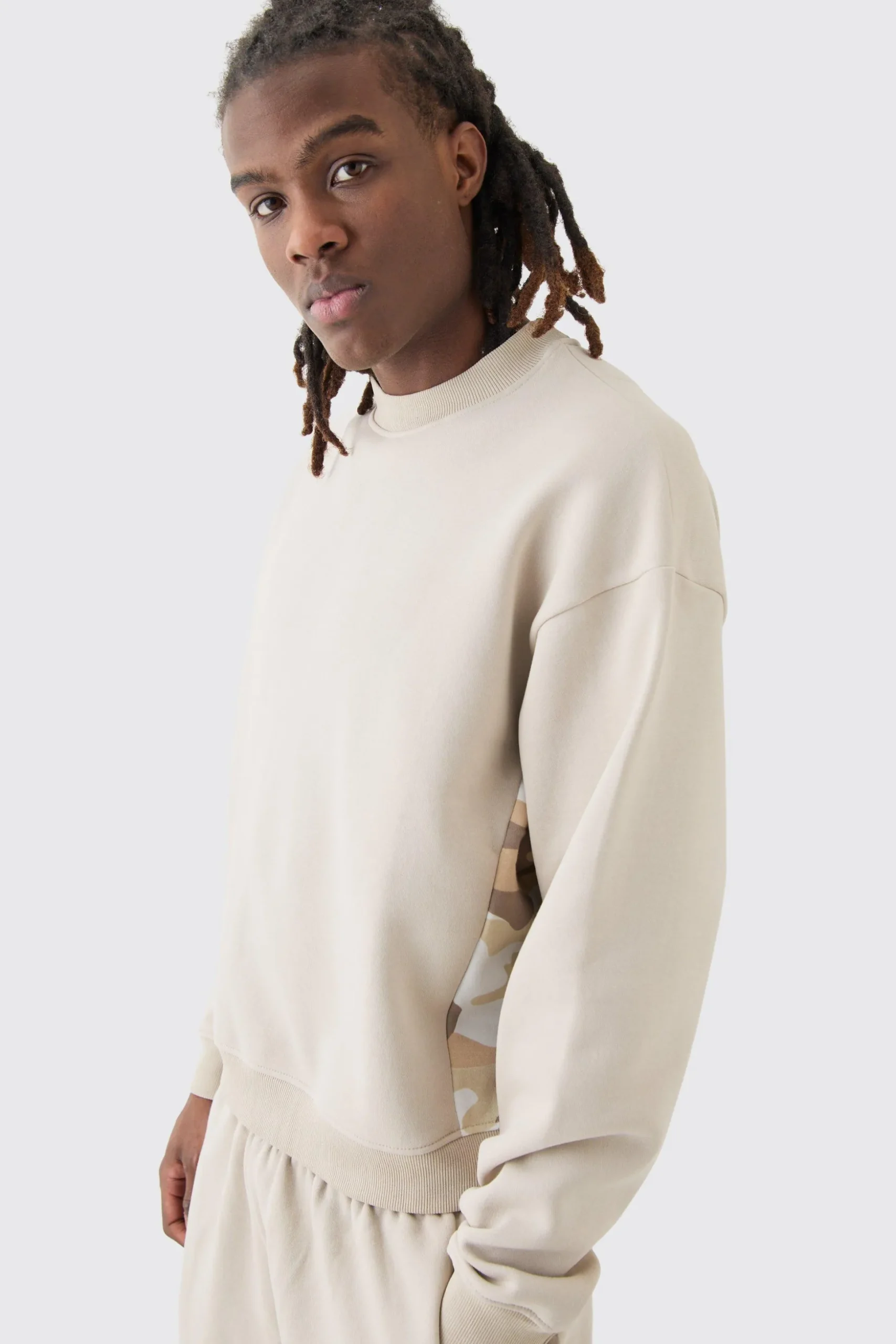 Oversized Boxy Extended Neck Camo Panel Shorts Tracksuit | BoohooMAN UK