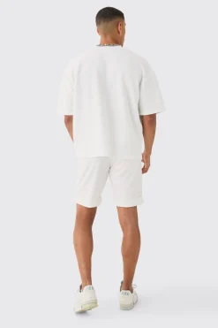 Oversized Boxy Extended Neck Textured T-shirt | BoohooMAN UK