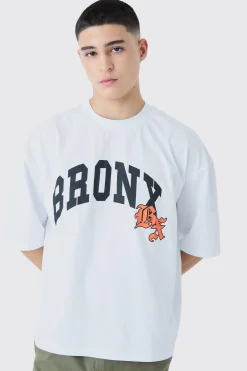 Oversized Boxy Extended Neck Bronx T-shirt | BoohooMAN UK