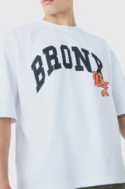 Oversized Boxy Extended Neck Bronx T-shirt | BoohooMAN UK