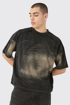 Oversized Boxy Extended Neck Washed T-shirt | BoohooMAN UK