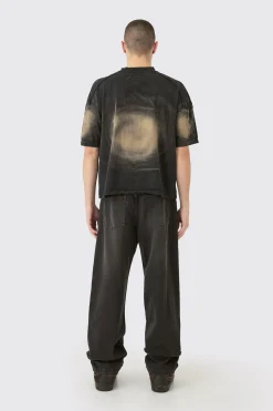 Oversized Boxy Extended Neck Washed T-shirt | BoohooMAN UK