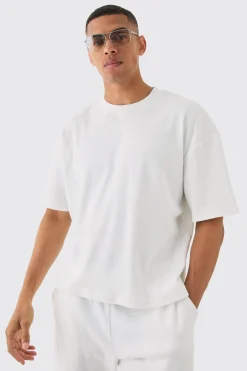 Oversized Boxy Extended Neck Heavyweight Ribbed T-shirt | BoohooMAN UK