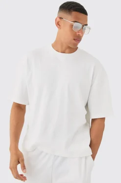 Oversized Boxy Extended Neck Heavyweight Ribbed T-shirt | BoohooMAN UK