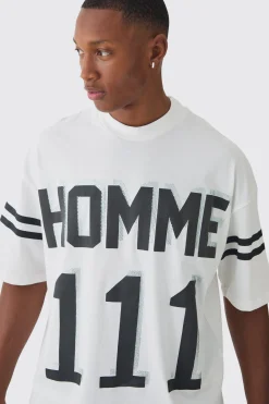 Oversized Boxy Extended Neck 111 Rhinestone T-shirt | BoohooMAN UK