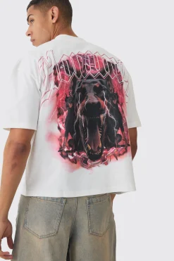 Oversized Boxy Extended Neck Homme Dog Graphic T-shirt | BoohooMAN UK