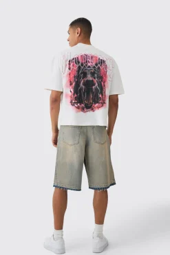 Oversized Boxy Extended Neck Homme Dog Graphic T-shirt | BoohooMAN UK