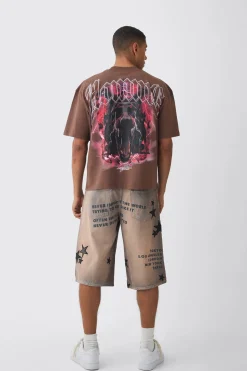 Oversized Boxy Extended Neck Homme Dog Graphic T-shirt | BoohooMAN UK