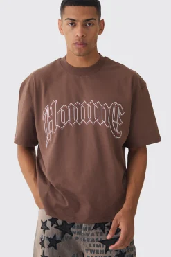 Oversized Boxy Extended Neck Homme Dog Graphic T-shirt | BoohooMAN UK