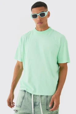 Oversized Boxy Extended Neck Okinawa Print Wash T-shirt | BoohooMAN UK