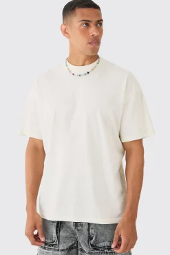 Oversized Boxy Extended Neck BHM Flame Back Print T-shirt | BoohooMAN UK