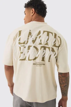 Oversized Boxy Extended Neck Homme Embroidered T-shirt | BoohooMAN UK