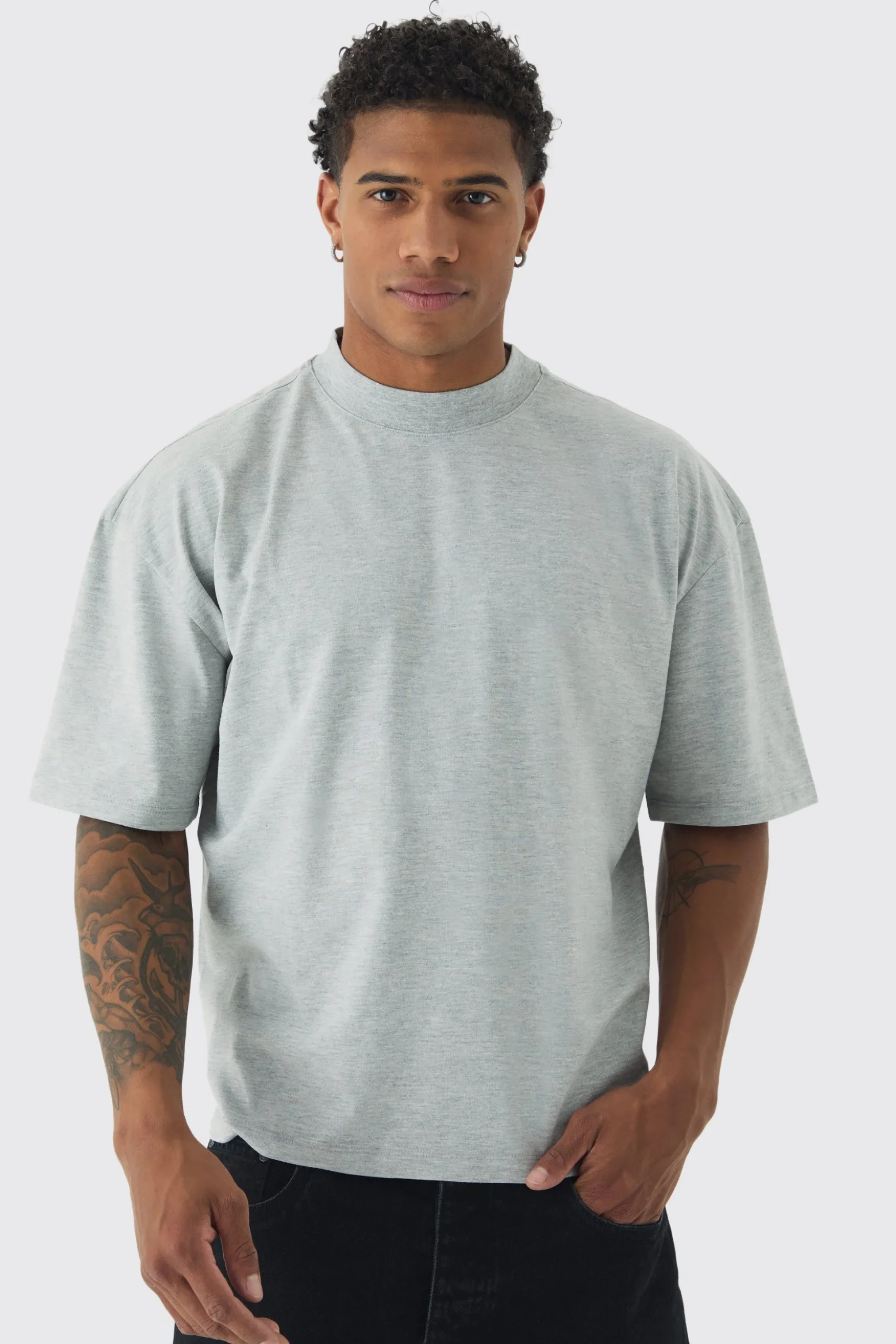 Oversized Boxy Extended Neck Limited Edition Flock T-shirt | BoohooMAN UK