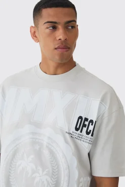 Oversized Boxy Extended Neck Palm Tree T-shirt | BoohooMAN UK