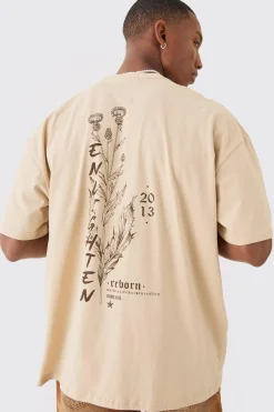 Oversized Boxy Extended Neck Enlighten Printed T-shirt | BoohooMAN UK
