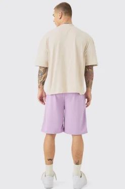 Oversized Boxy Extended Neck Mesh T-shirt & Short Set | BoohooMAN UK