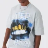 Oversized Boxy Extended Neck Graphic Faux Layer T-shirt | BoohooMAN UK