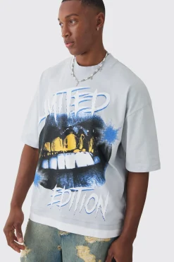 Oversized Boxy Extended Neck Graphic Faux Layer T-shirt | BoohooMAN UK