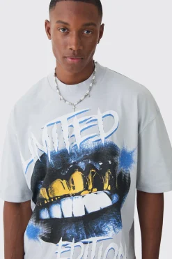 Oversized Boxy Extended Neck Graphic Faux Layer T-shirt | BoohooMAN UK