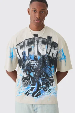Oversized Boxy Extended Neck Extreme Official T-shirt | BoohooMAN UK