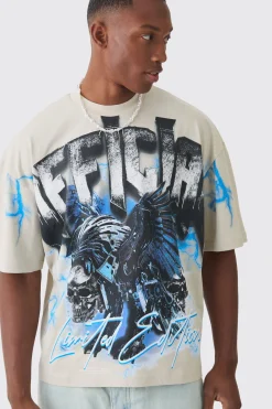 Oversized Boxy Extended Neck Extreme Official T-shirt | BoohooMAN UK
