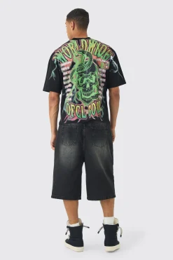 Oversized Boxy Extended Neck Extreme Offcl Tour T-shirt | BoohooMAN UK
