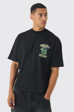 Oversized Boxy Extended Neck Extreme Offcl Tour T-shirt | BoohooMAN UK