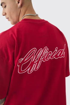 Oversized Boxy Extended Neck Heavyweight Embroidered T-shirt | BoohooMAN UK